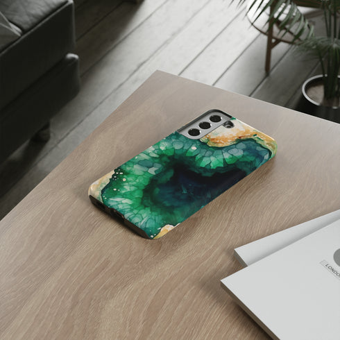Green Geode in Watercolor - Impact Resistant Phone Case